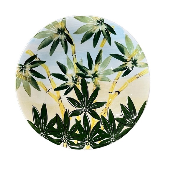 Antica Fornace Tropical Bamboo Palm Leaves Decorative Serving Platter - Picture 1 of 4